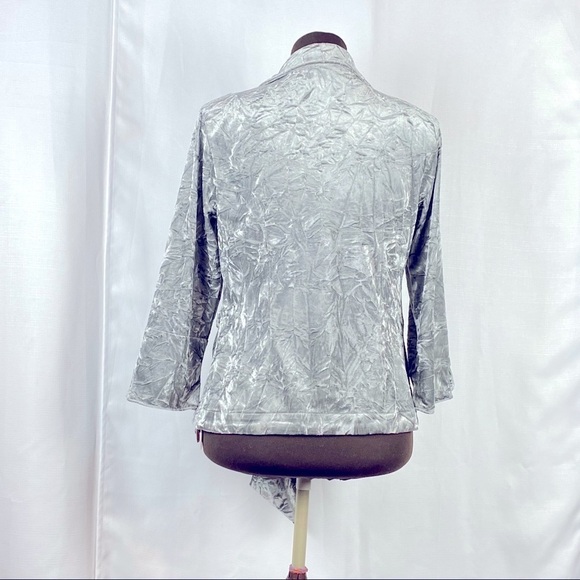 Mishca Crushed Velvet Tie Front Jacket in Striking Silver - Picture 2 of 7
